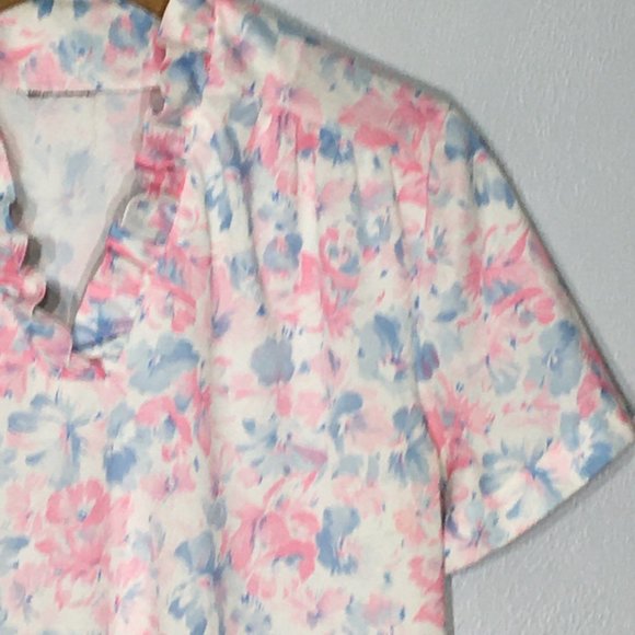 Vintage 70s 80s Pastel Ruffled Blouse Kawaii, Vintage Soft Girl Feminine Popover - Picture 8 of 12